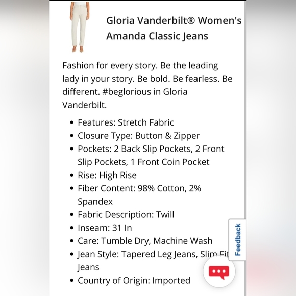 Gloria Vanderbilt Amanda Women's Classic Jeans Stonewood/Cream Stretch Cotton 14 - Picture 15 of 16